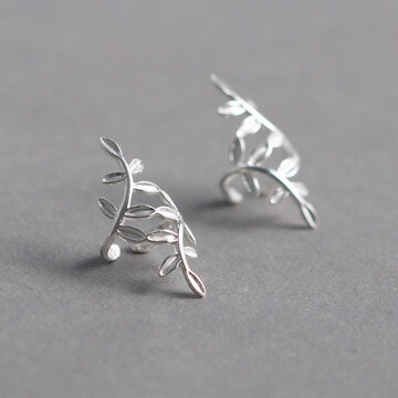 925 Silver Leaf Clip Earrings 