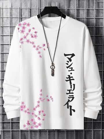 T-shirts à imprimé floral japonais