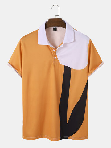 Colorblock Contrast Business Work Polos Shirts