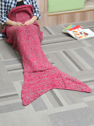 Couverture de queue de sirène à tricoter en fil d'aiguille épaisse de deux tailles femme chaude Super Soft tapis de lit