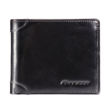 RFID Antimagnetic Genuine Leather Tri-fold Wallet For Men