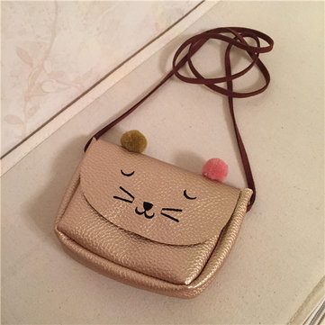 Kindergarten Children PU Leather Handbag Cartoon Cat Crossbody Bag