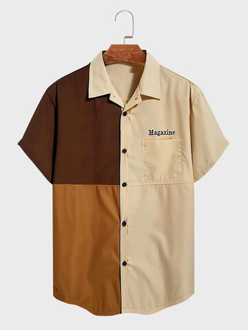 Рубашки с нагрудным карманом и цветными блоками в стиле пэчворк