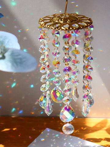 1 PC Artificial Hanging Crystal Glass Exquisite Colorful Wind Chimes Furniture Garden Home Decoration