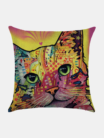 1 PC Colorful Animal Pattern Linen Cushion Cover Home Sofa Art Decor Throw Pillow Cover Pillowcase