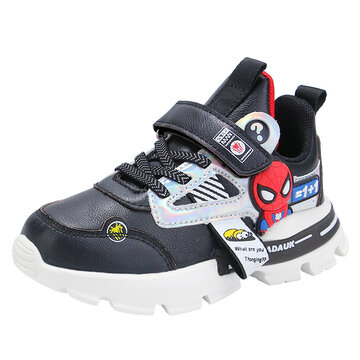 Chaussures de sport Casaul antidérapantes confortables à motif Spiderman pour garçons-Black