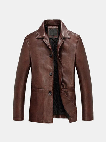 Solid Color Soft Leather Jackets