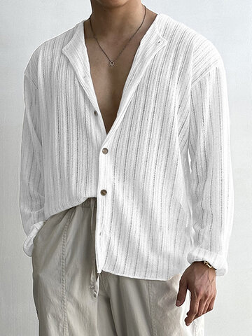 Chemise boutonnée sur le devant en tricot uni