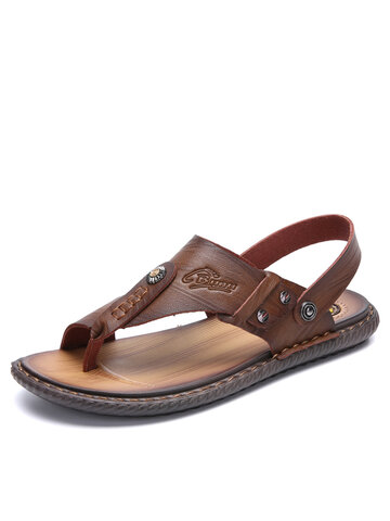 Men Microfiber Leather Slippers Casual Beach Sandals
