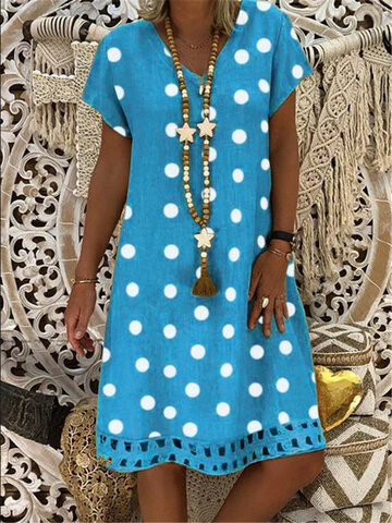 Bohemian Polka Dot Printed Midi Dress