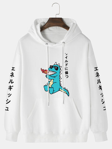 Dinosaur Japanese Sleeve Print Hoodies