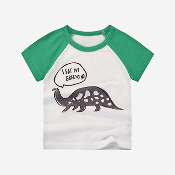 Boy's Letter Dinosaur Print T-shirt For 2-10Y