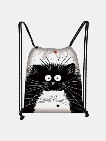 Cute Cat Print Backpack Shopping Bag