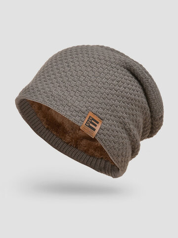 Cappello lavorato a maglia antivento per uomo in lana spessa Plus