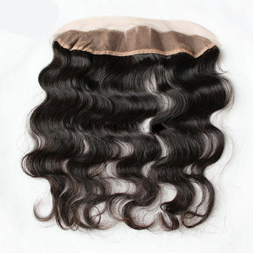 

13*2 100% Human Virgin Hair Extensions Loose Wave Lace Front Closure Natural Color, White