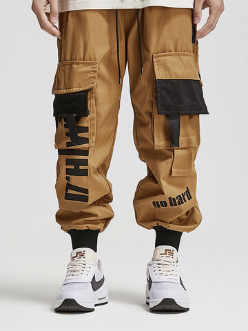 Letter Print Cargo Pocket Casual Pants