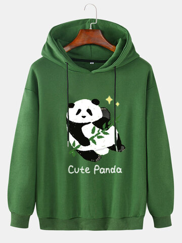 Niedliche Panda Kapuzenpullover mit Bambus-Print