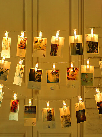 LED صور كليب ضوء 10/20/30/40 قطعة ديكور المنزل عطلة ديكور سلسلة ضوءs للفراش الزفاف مهرجان