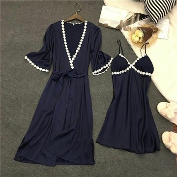 

Nightgown Nightdress Camisole silk pajamas, White purplish blue pink