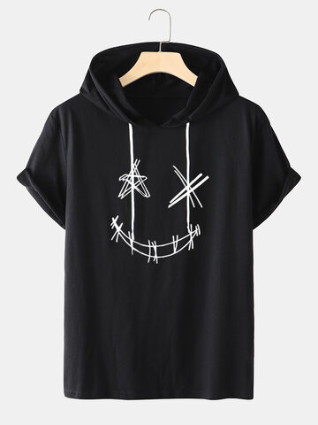 Funny Face Print Hooded T-Shirts