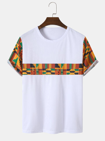 Ethnische geometrische Patchwork-T-Shirts
