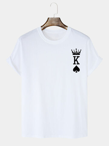 Crown King Of Spades Print T-Shirts