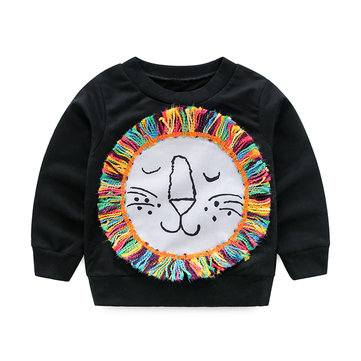 Cartoon Lion Girls Sweatshirt For 1Y-7Y