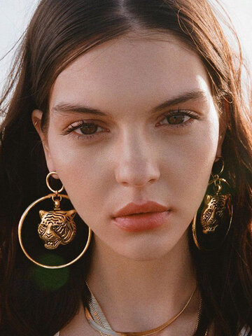 Exaggerated Tiger Head Earrings