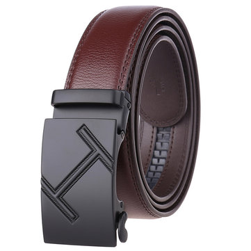 Business Simple Automatic Buckle Belt Men's Belt Two-layer Leather Leather Belt