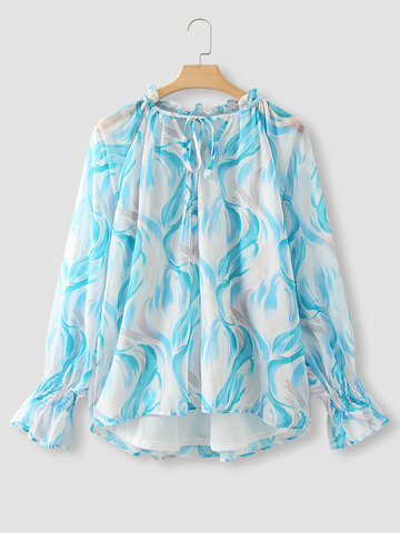 Tie Dye Print Knotted Blouse