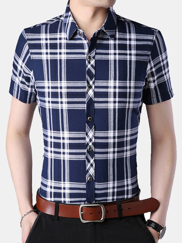 

Casual Business Slim Checked Shirts, Yellow red white