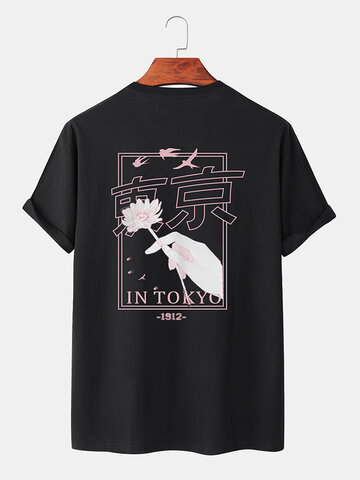 Hand Floral Tokyo Print T-Shirts