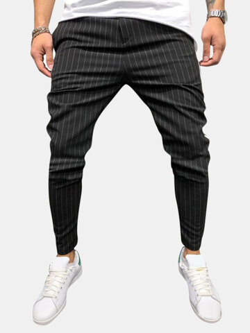 

Mens Fashion Stripe Lightweight Casual Pants, Khaki gray black