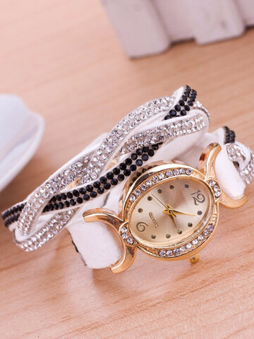 Weave Velvet Bracelet Crystal Watches