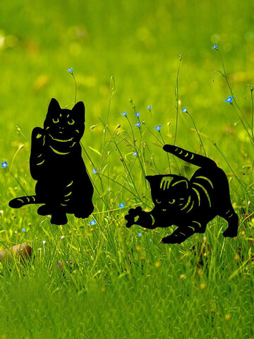1 PC innovant acrylique Simulation dessin animé chat extérieur jardin décor insérer carte Art creux décoration artisanat maison jardin ornements