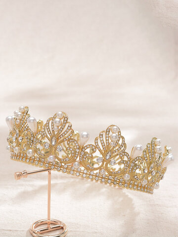 Women Full Round Tiara Bridal Crown 