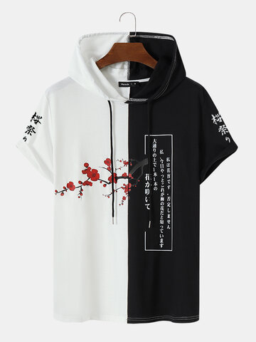 Floral Japanese Print Patchwork T-Shirts