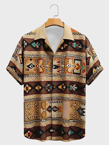 Chemises ethniques à imprimé totem
