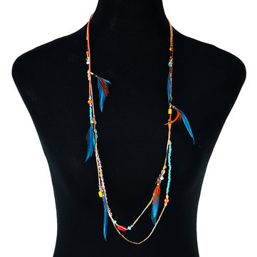 

Charming Multicolor Feather Necklace, Colorful