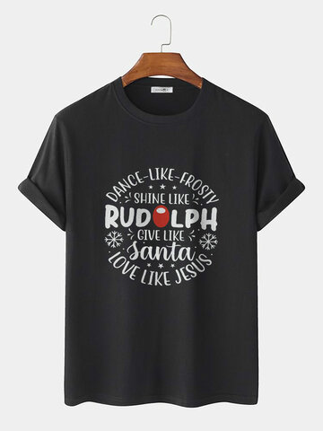 Christmas Letter Print Casual T-Shirts