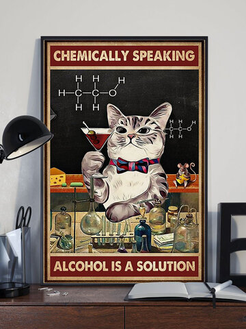 Chemical Cat Pattern Canvas Painting Unframed Wall Art Canvas Living Room Home Decor