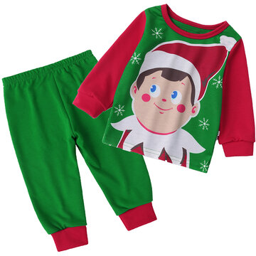 

2Pcs Kids Pajama Sets For 1Y-5Y, Green