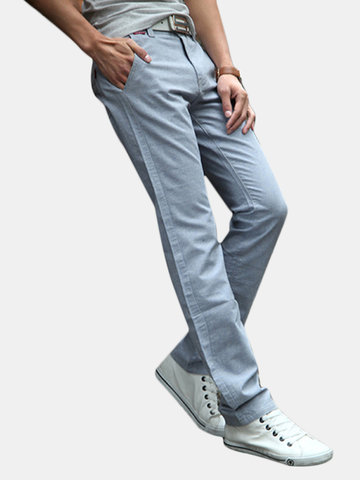 

Mens Spring Summer Thin Breathable Flax Solid Color Casual Soft Long Pants, Sky blue light gray khaki