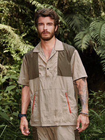 Colorblock Zip Cargo All Matched Skin Friendly Shirts