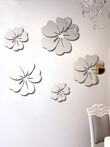 5pcs Flower Pattern Mirror Sticker