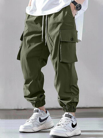 Solid Casual  Pocket Cargo Pants