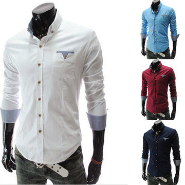 

2018 New Fashion Pocket Decoration Men's Shirt British Solid Color Square Collar Long-sleeved Shirt Foreign Trade Wholesale CS11