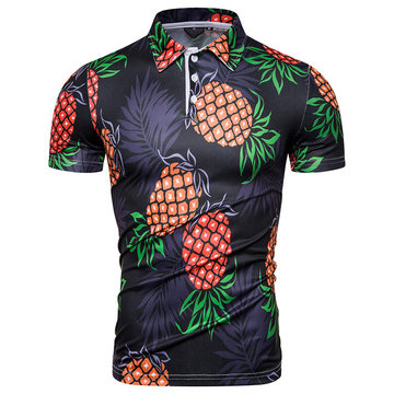 

Designed For Fashion Men's Season New Pineapple Print Short-sleeved Polo Shirt Pl95