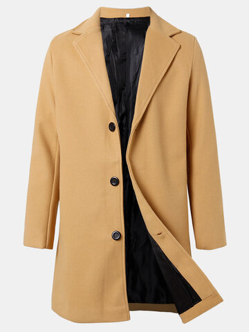 Solid Color Single-Breasted Overcoat
