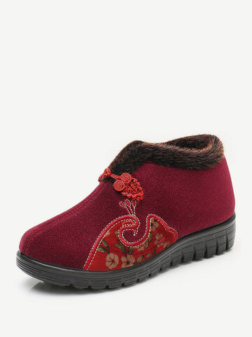 Warm Embroidery Notional Pattern Cotton Boots